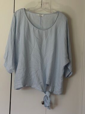 Beautiful Yaya Light Blue Tie-Front Blouse